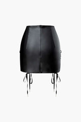 Faux Leather Tie Side Mini Skirt