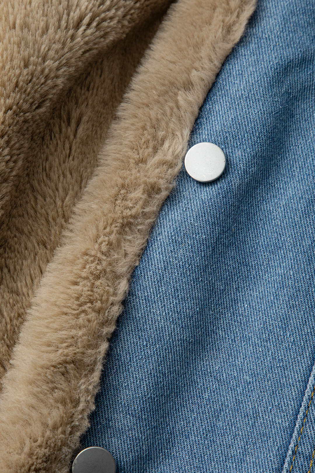 Faux Fur Pocket Notched Lapel Denim Jacket