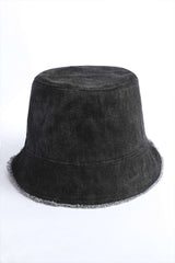 Frayed Trim Denim Bucket Hat