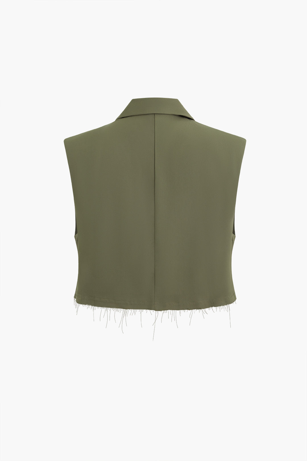 Notched Lapel Frayed Hem Vest