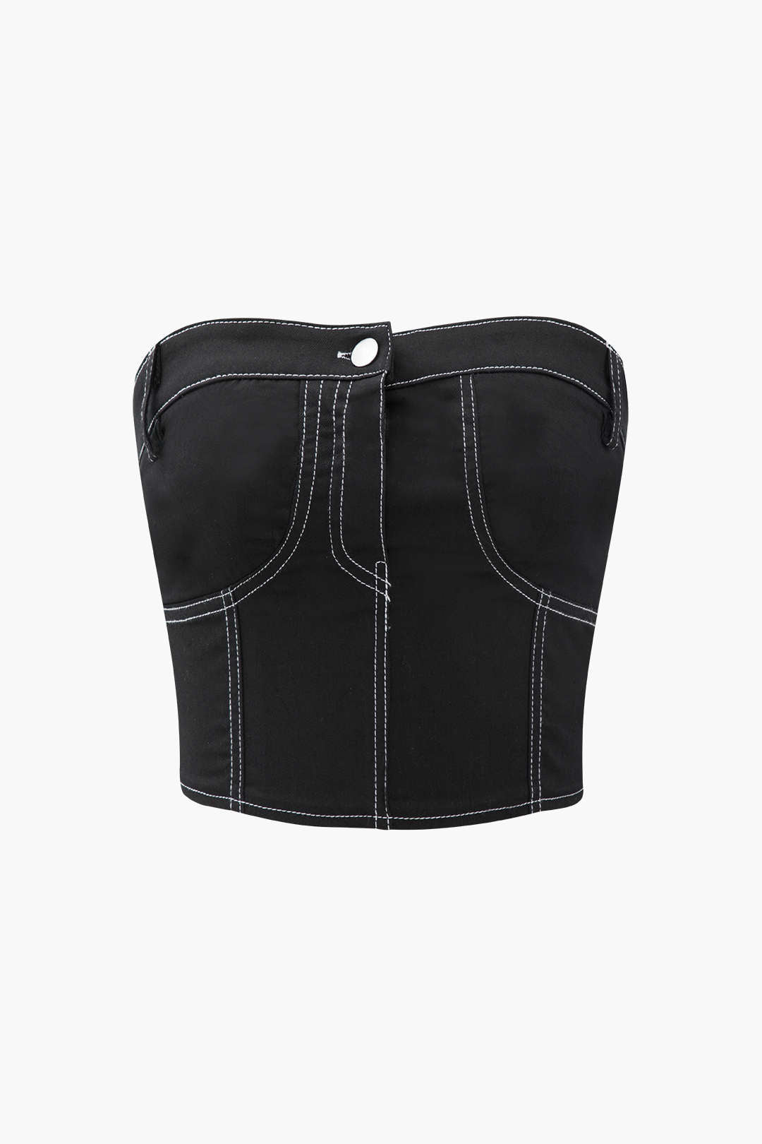 Topstitching Zip Back Tube Top