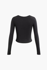 Square Neck Ruched Long Sleeve Top