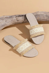 Fringed Weave Beach Slides