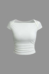 Solid Ruched Crop T-shirt