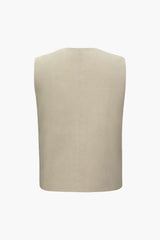 Linen-Blend Button Up Waistcoat