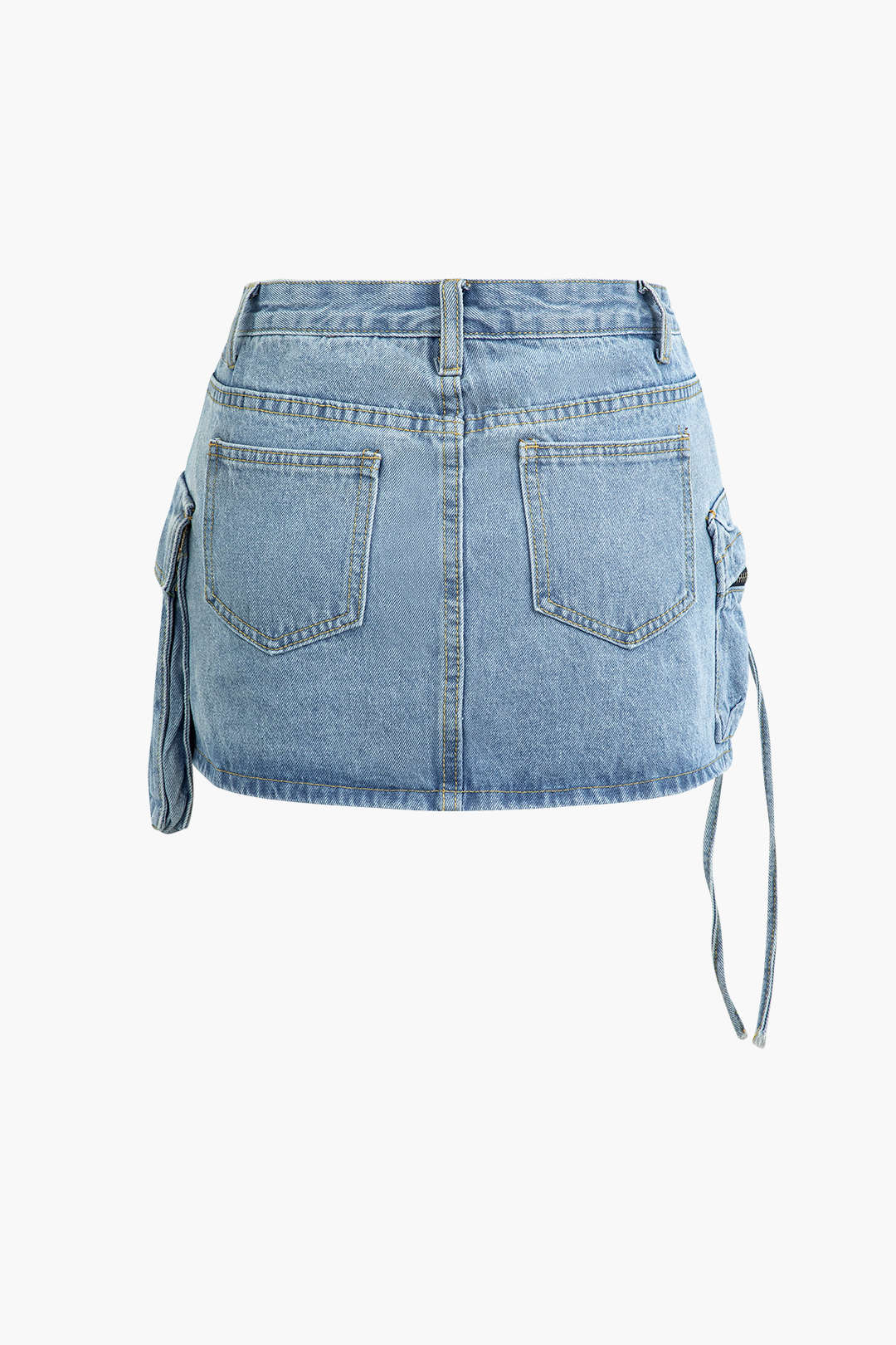 Multi Pocket Denim Mini Cargo Skirt