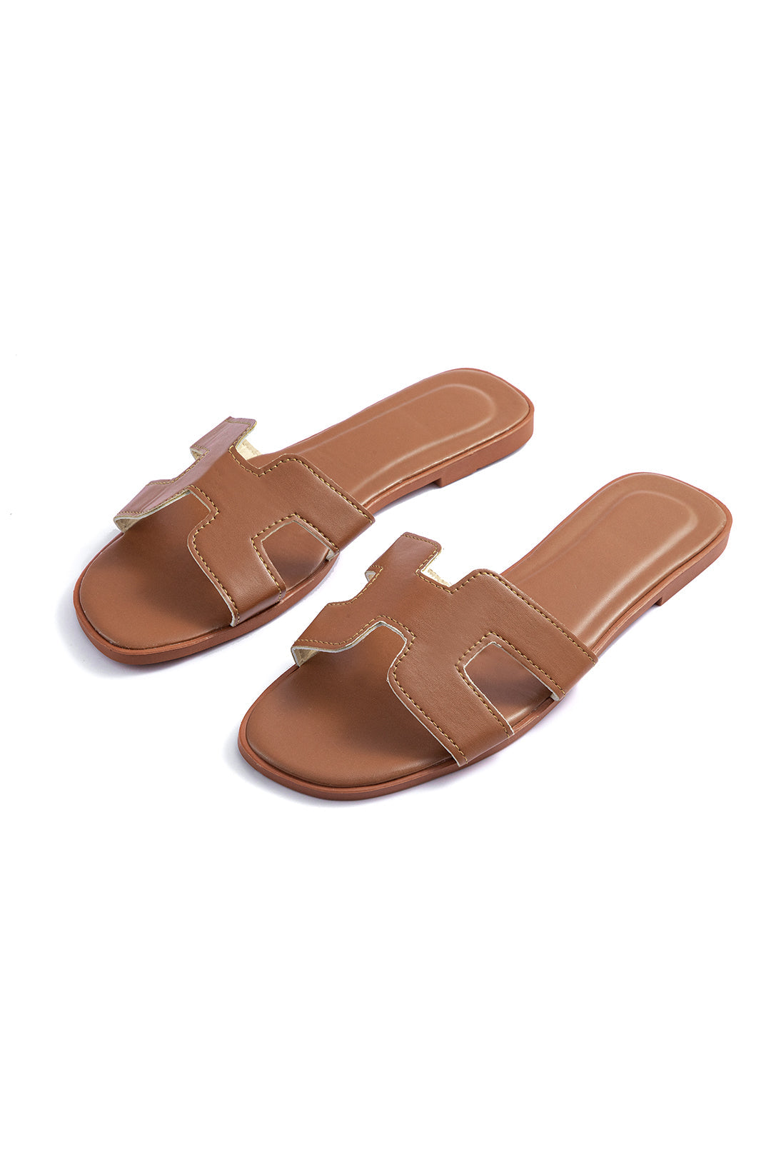 Faux Leather Flat Sandals