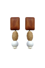 Wood Geometric Drop Earrings