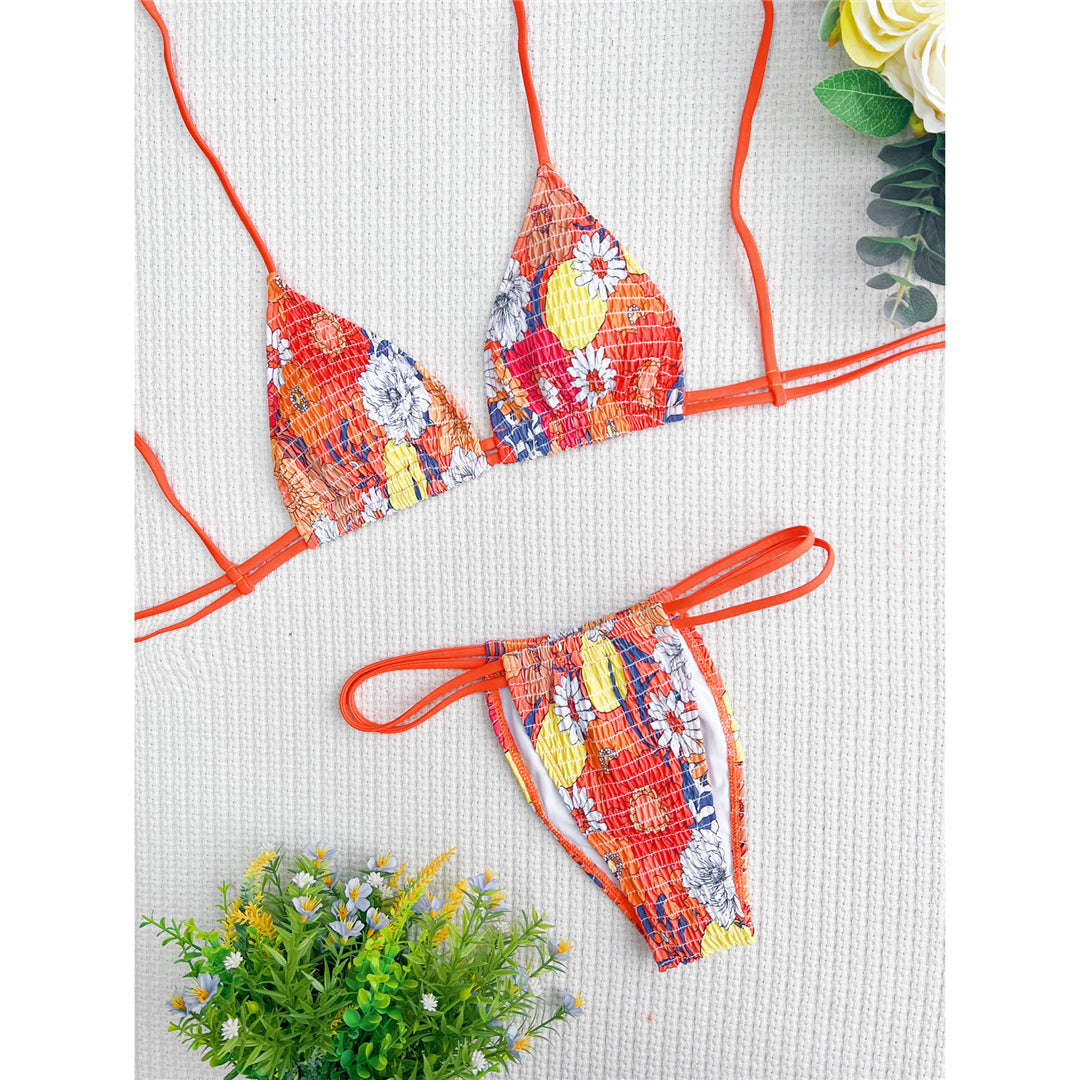 Anita Flower Printed Wrinkled Bikini