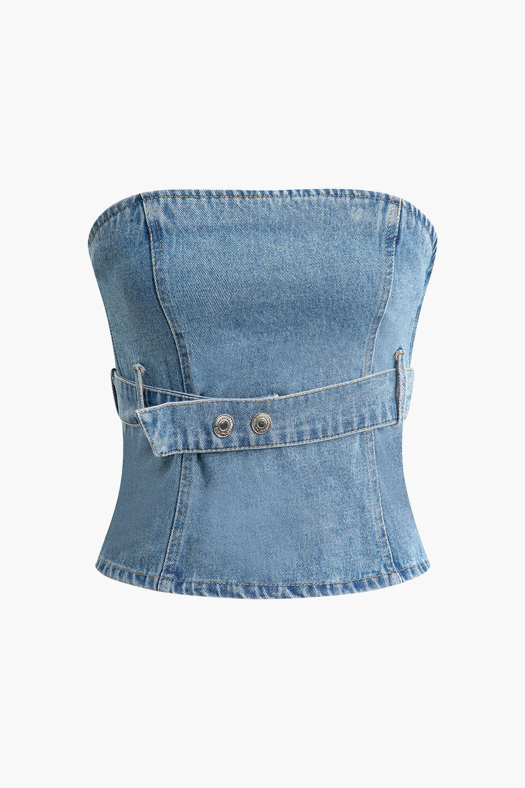 Corset Denim Tube Top with Belt