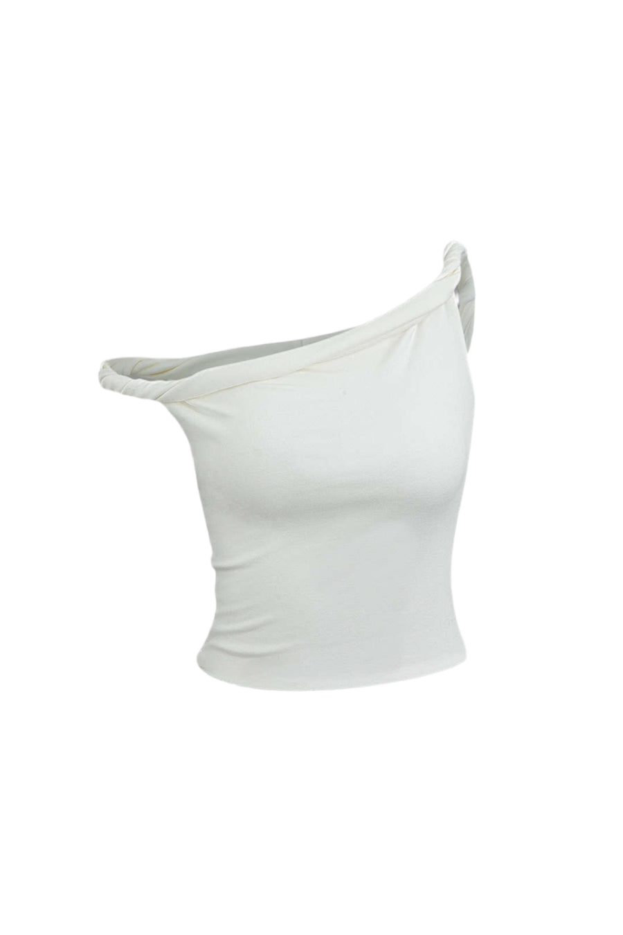 Asymmetric Ruched Off Shoulder Crop Top