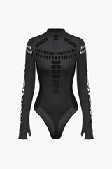 Mock Neck Cut Out Long Sleeve Bodysuit