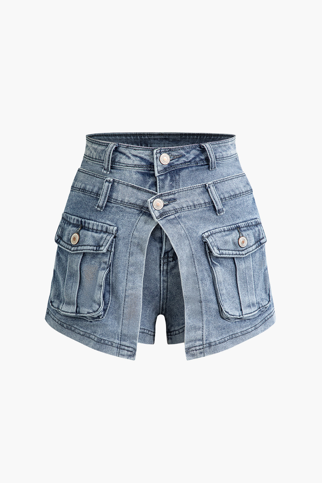 Layer Wrap Flap Pocket Denim Shorts