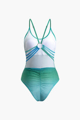 Glitter Ombre Cross Back One-Piece Swimsuit