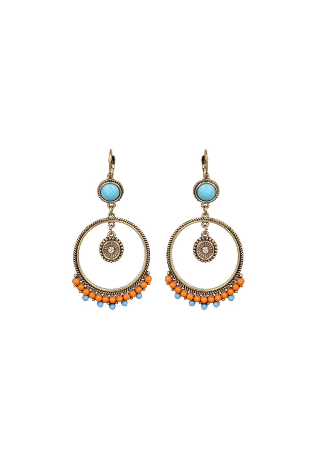 Boho Bead Decor Circle Drop Earrings