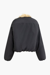 Faux Fur Front Stand Collar Coat