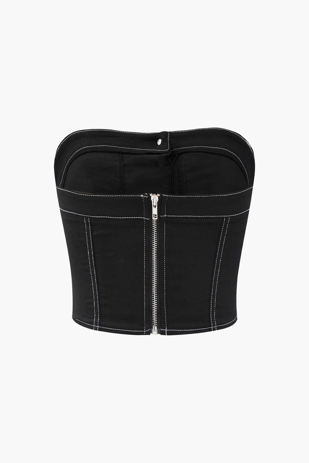 Topstitching Zip Back Tube Top