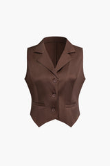 Notched Lapel Button Up Vest