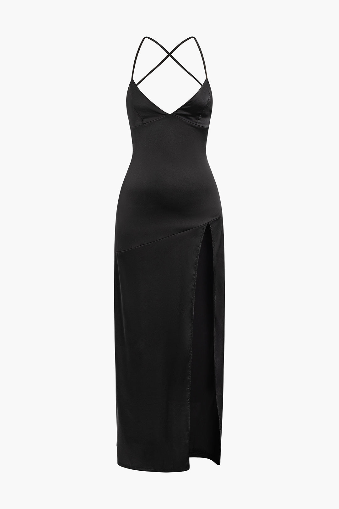 Tie Backless Slit V-neck Maxi Dress