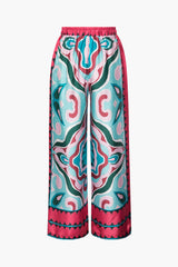 Printed Drawstring Wide Leg Pants