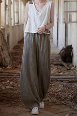 Carly Woman Cotton Linen Baggy Cargo Pants