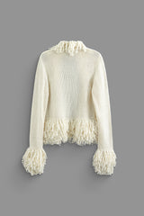 Fringe Trim Knit Cardigan