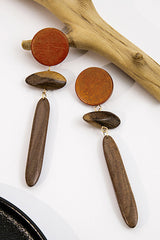 Wooden Oval Drop Earrings