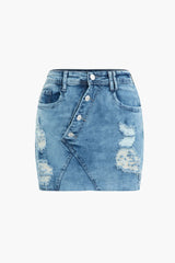 Frayed Denim Mini Skirt