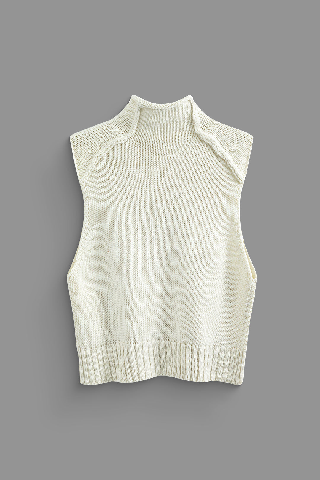 Mock Neck Stitching Detail Knit Tank Top