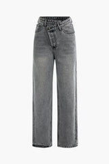 Asymmetric Waist Straight Leg Jeans