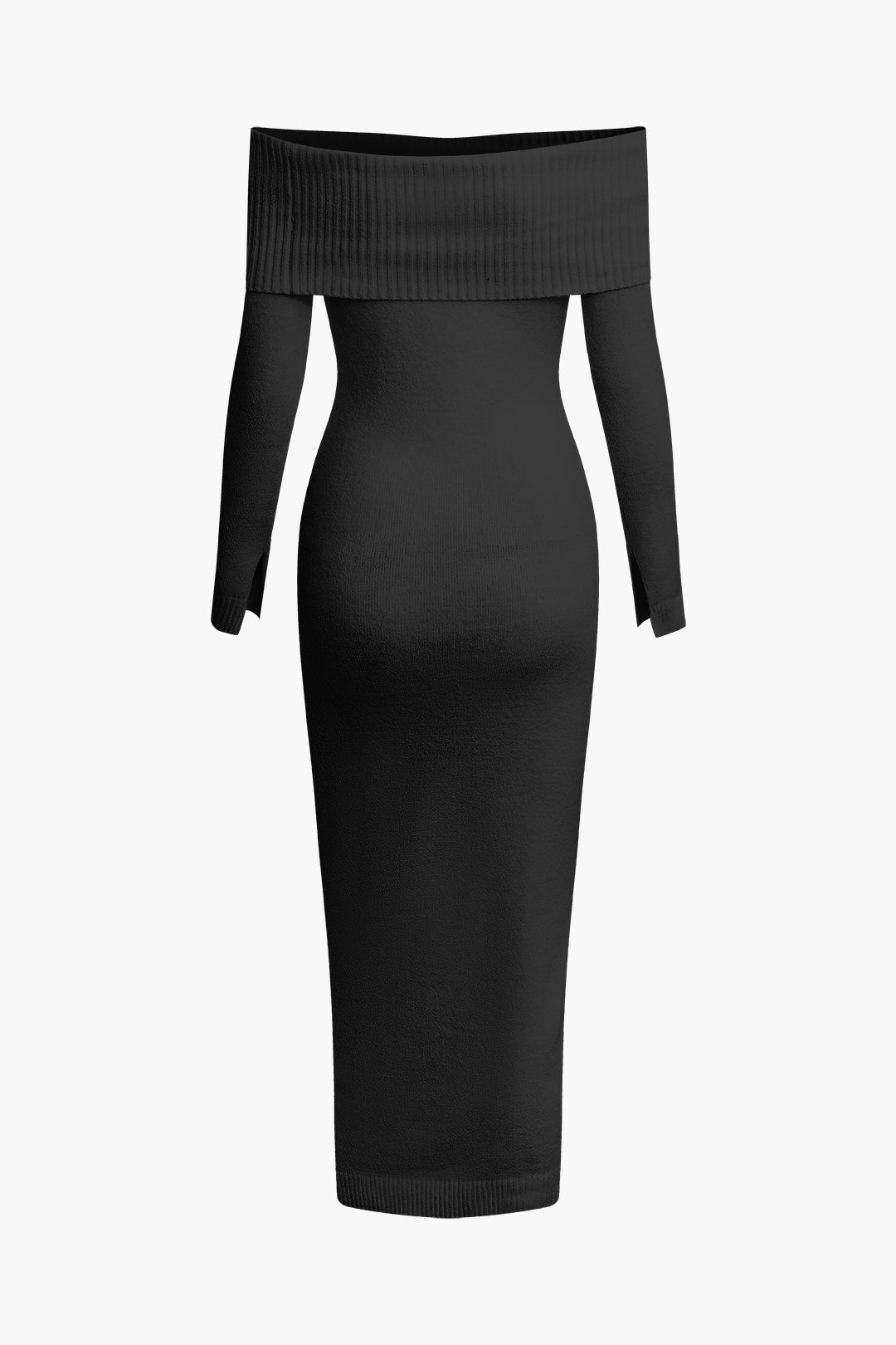 Off Shoulder Long Sleeve Knit Midi Dress