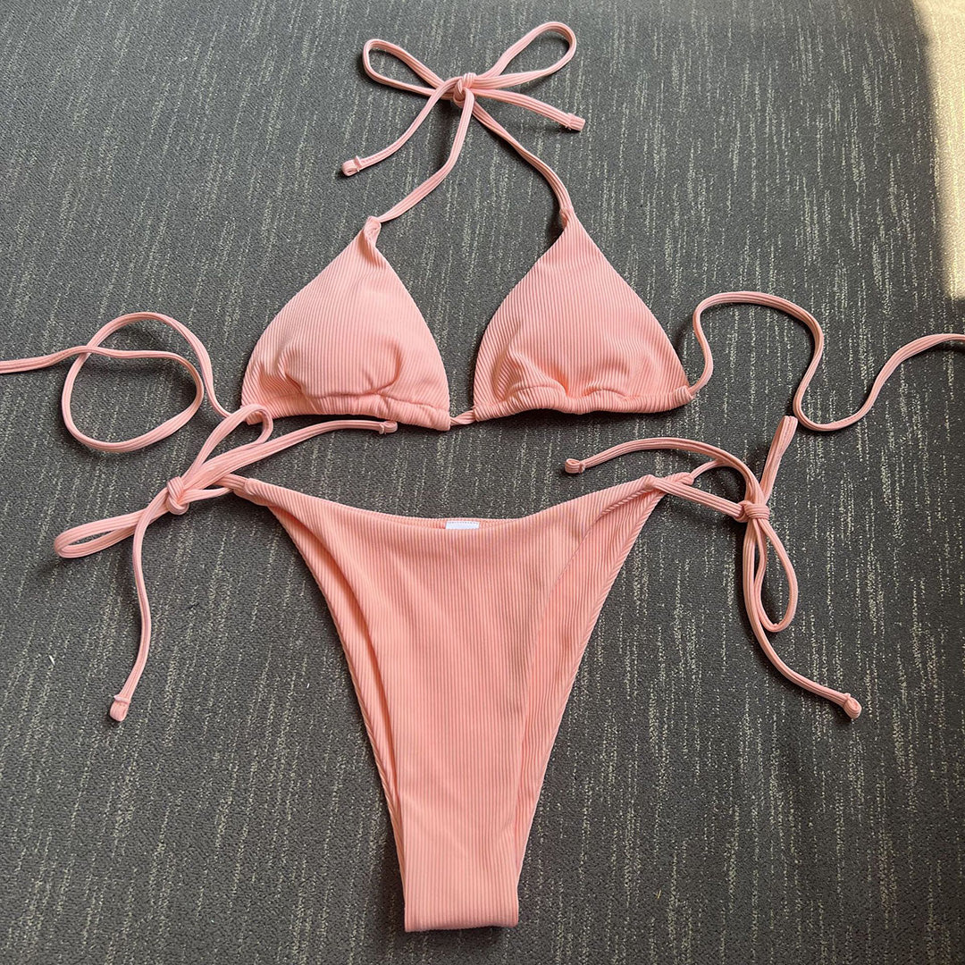 Angelina Sexy Halter Ribbed Bikini