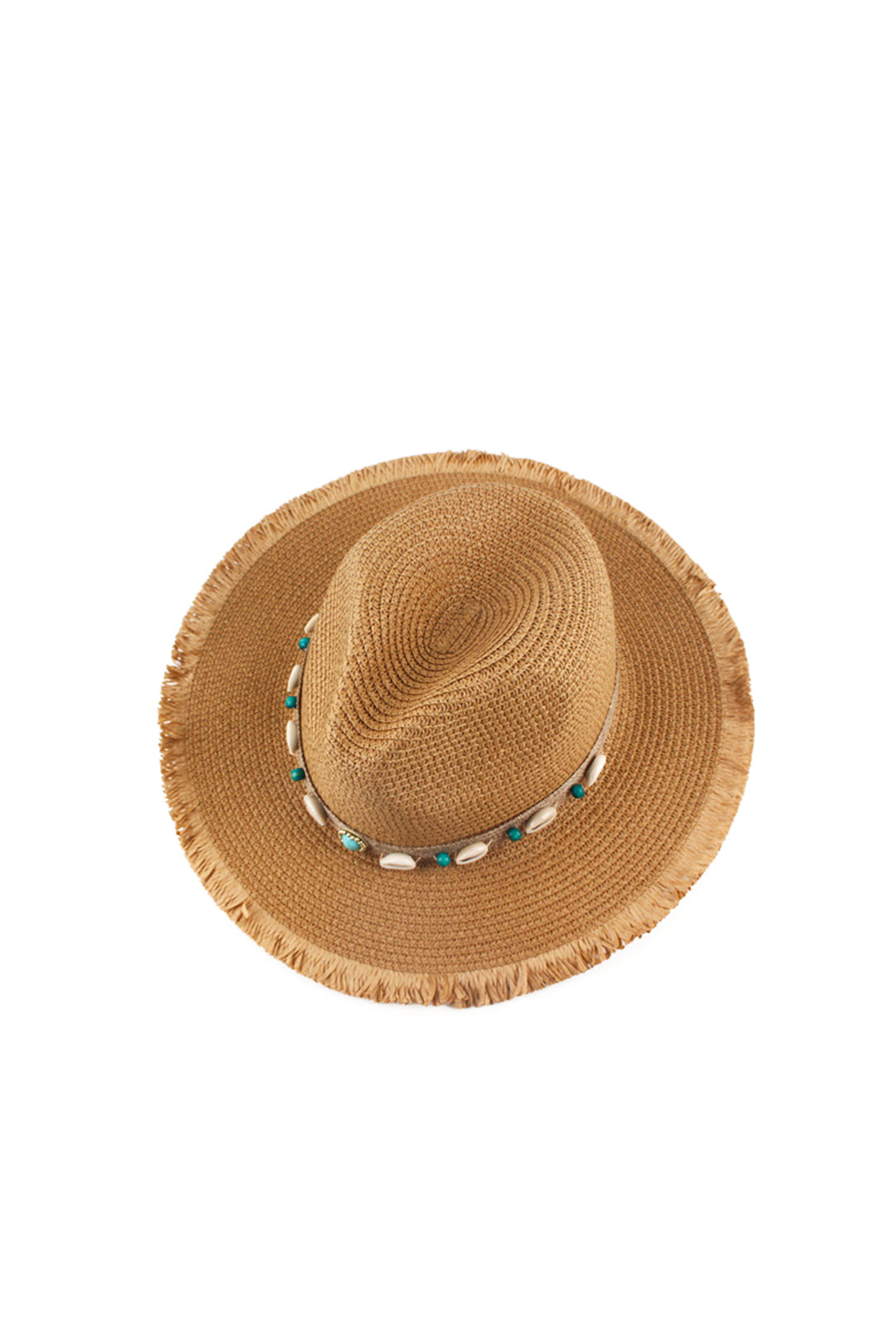 Tassel Shell Detail Straw Cowboy Hat