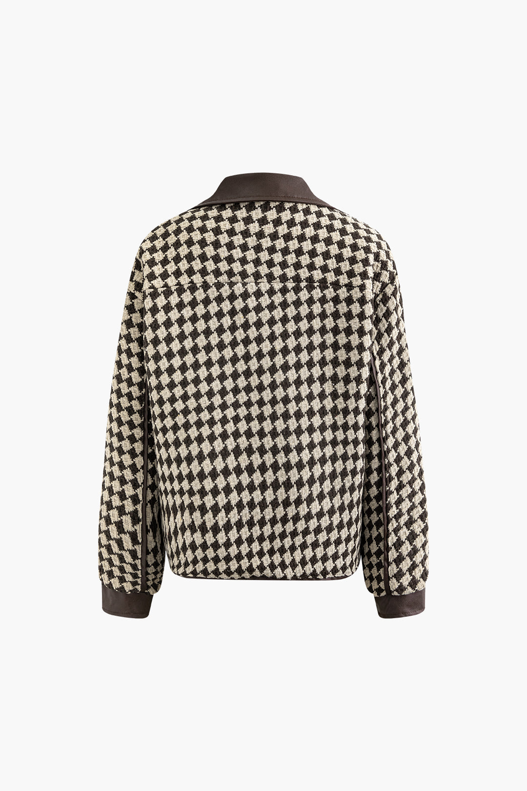 Contrast Trim Check Pattern Flap Pocket Jacket