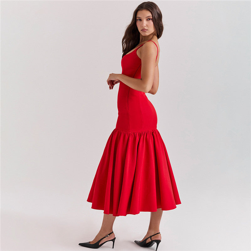 Carmen Backless Maxi Fishtail Dress