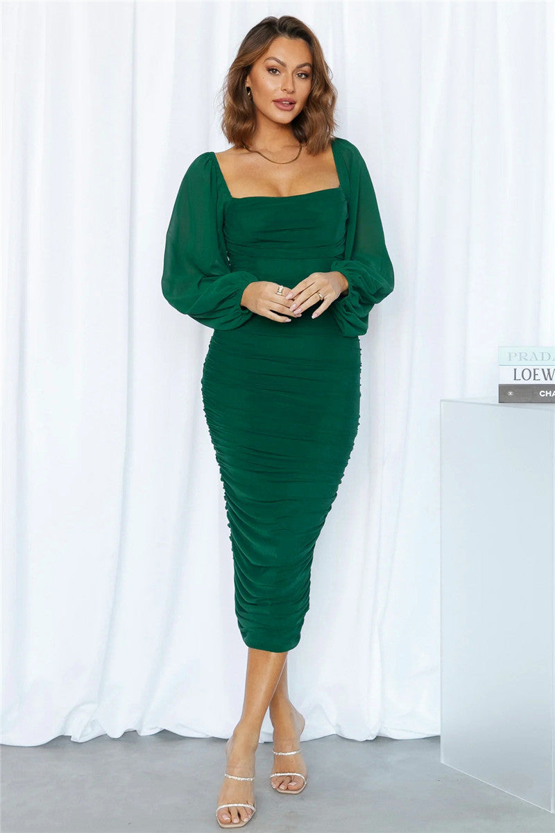 Cheryl Long Sleeve Backless Midi Dress