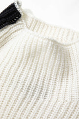 Contrast Turtle Neck Roll Cuff Sweater