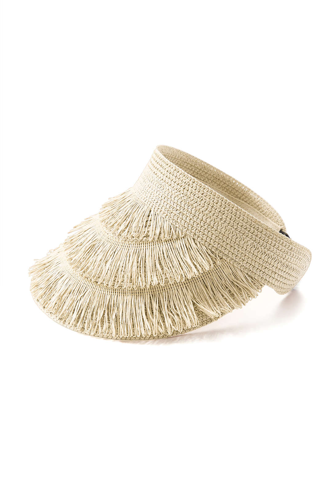 Fringe Brim Straw Visor Hat