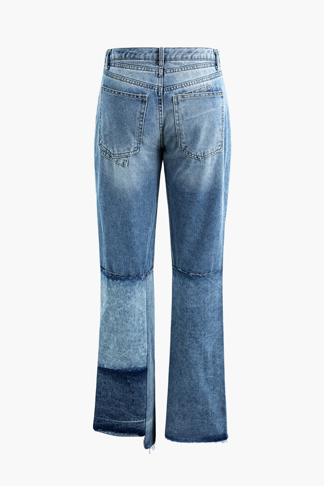 Low Rise Patchwork Straight Leg Jeans