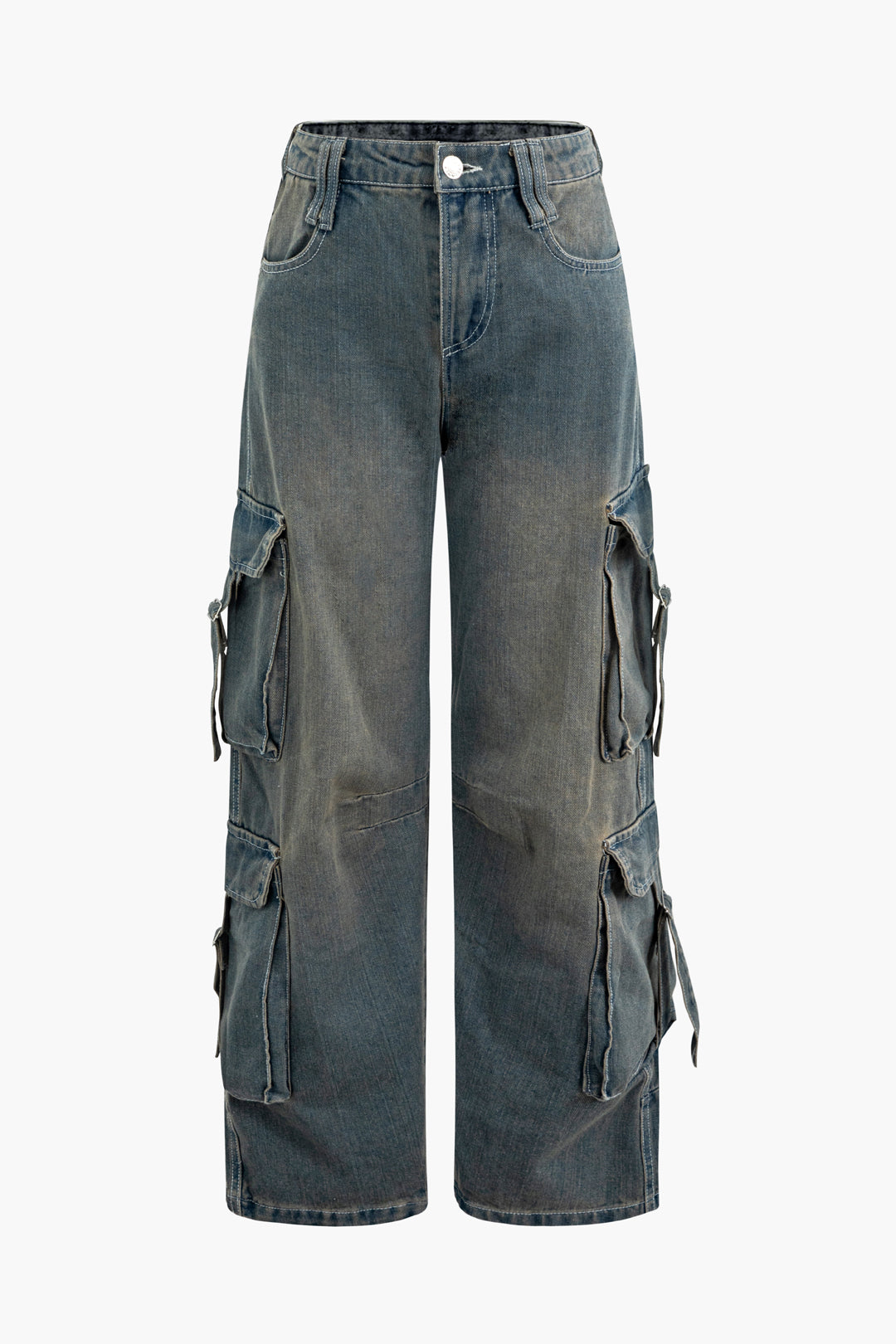 Retro Flap Pocket Straight Leg Cargo Jeans