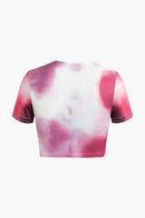 Body Print Round Neck Crop T-shirt