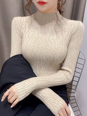 Denise Solid Basic Knitted Women Sweater