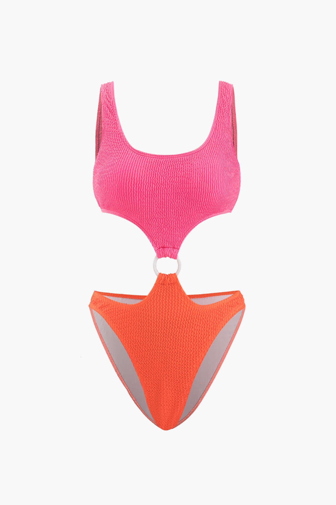 Contrast Textured O-ring One-piece Swimsuit