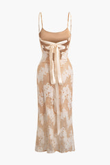 Laced Floral Tie Back Cami Maxi Dress