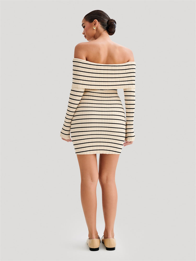 Carol Striped Knit Sweater Mini Dress