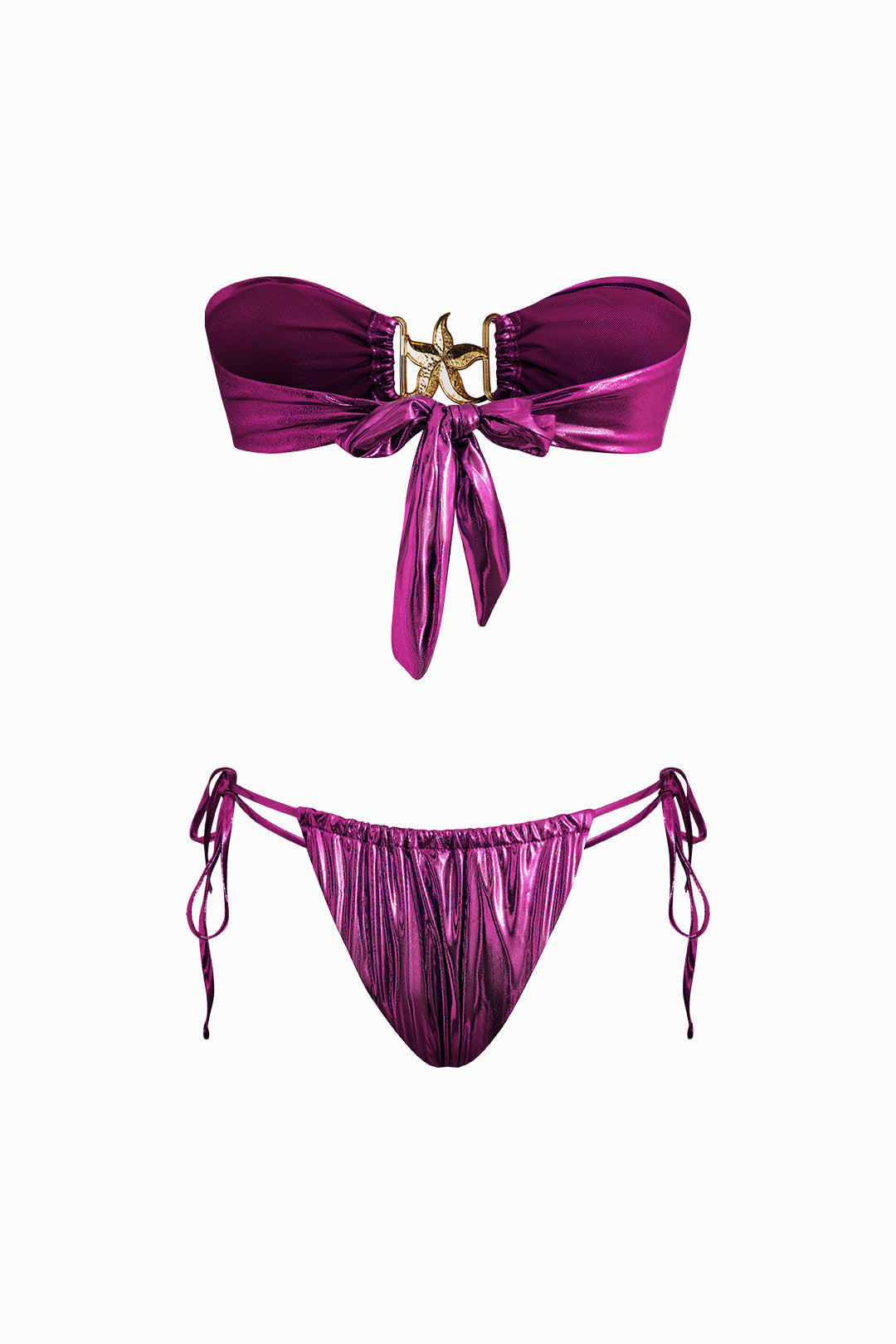 Starfish Decor Knot Ruched Bikini Set