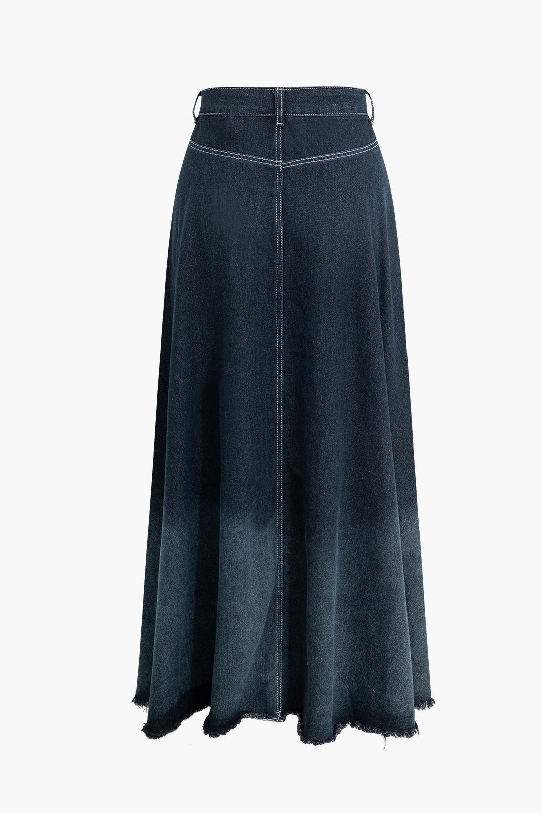 Ombre Stitching Detail Denim Mermaid Maxi Skirt