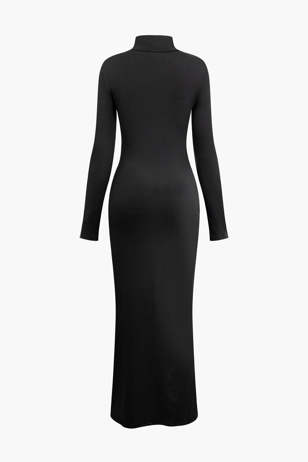 Cut Out Slit Mock Neck Long Sleeve Maxi Dress