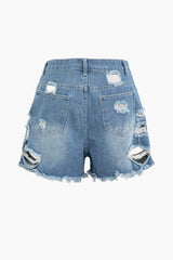 Ripped Denim Shorts