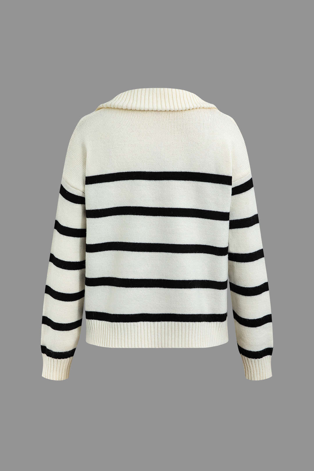 Contrast Stripe Half-zip Knit Sweater